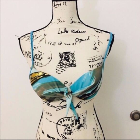 Paloma Swimwear Blue Push-Up Bikini Top – Tie Front, Women’s Size S - Picture 2 of 5